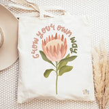 Stofftasche Protea "Grow your own way" Blume - Jutebeutel