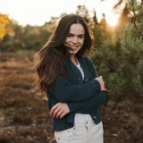 Strickjacke Marla | Petrol aus Bio-Baumwolle - siebenKÄSEhoch