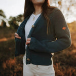 Strickjacke Marla | Petrol aus Bio-Baumwolle - siebenKÄSEhoch