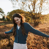 Strickjacke Marla | Petrol aus Bio-Baumwolle - siebenKÄSEhoch